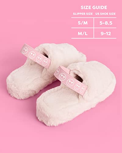 xo, Fetti Smile Strap Slippers, White Fur, Bachelorette Party Decorations, Birthday Sandals, Bridesmaid Gift, Birthday Party Favor3