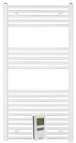 anapont elektrischer Badheizkörper - 1175x600 weiß - Fernbedienung mit Timer-Funktion - Handtuchheizkörper - Badheizung elektrisch - Handtuchheizung - Made in Germany