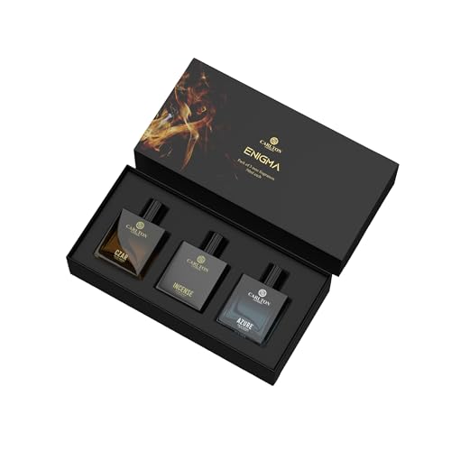 Image of Carlton London Premium Enigma Liquid Perfume Gift Set For Men Long Lasting Spicy Woody & Citrusy Fragrances (Set Of 3) 50ml Each Azure Incense & Czar EDP