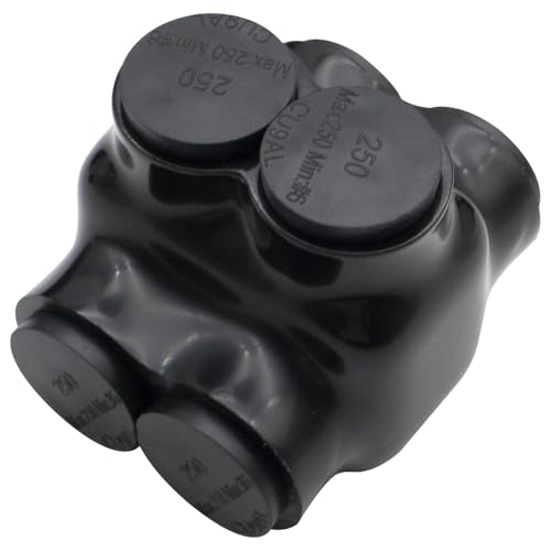 6AWG-250Kcmil Insulated 2 Port Inline Splice Connector Black Wire Connectors,Allen Hex 5/16" Insulated Cable Connectors Pre-Loaded Oxide Inhibitors,UL Listed(1pcs)
