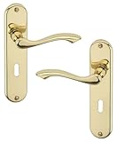 URFIC 640-465-01 LA Kensington - Picaporte para puerta (acabado en latón pulido, 180 mm)