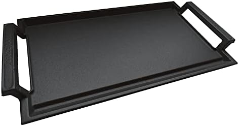 COVERCOOK Cast Iron Griddle Pan, Grill Pan, Rectangular Grill Plate, 43 x 23 cm Flat Griddle Pan for Induction Hob, Dual Handles, Open Fire Oven Electric Cooktop Outdoor Grills