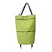 Greatangle 30L Tug Bag Shopping Cart Panier Pliable arrière avec Roue Multifonction Panier Pratique Vert Clair