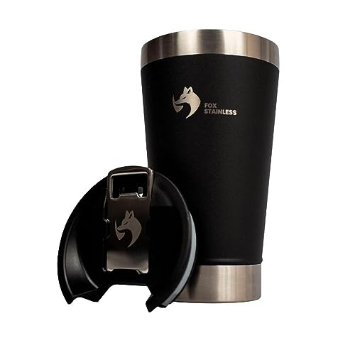 Copo Termico Quente e Frio com Tampa 473ml Preto Fox Stainless