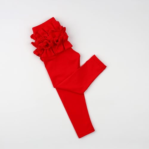 Image of HOOLCHEAN Baby Toddler and Little Girls Ruffles Buttocks Leggings Solid Color Pants