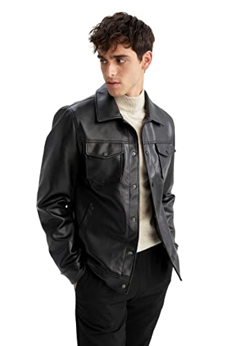 DeFacto Lederjacke Für Freizeitkleidung LederMantel für Herren für...
