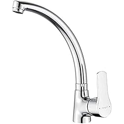 Grifo Fregadero Bauhaus Ibergrif M14157 Grifo para Fregadero de Cocina, Grifo Cocina con Caño Alto, Monomando Giratorio 360 °, Agua Fría y Caliente, Latón, Cromo