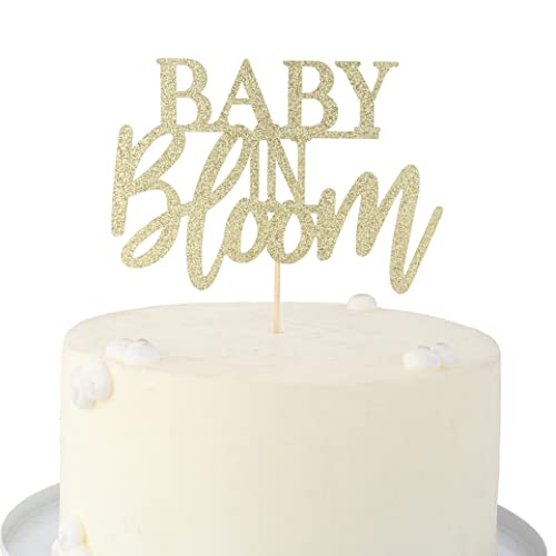 Baby In Bloom Cake Topper - Baby Shower Cake Topper , Gold Glitter Cake Topper , Gender Reveal Decorations , Baby Shower Cake Decoration , Baby Shower Party Supplies #TOP4