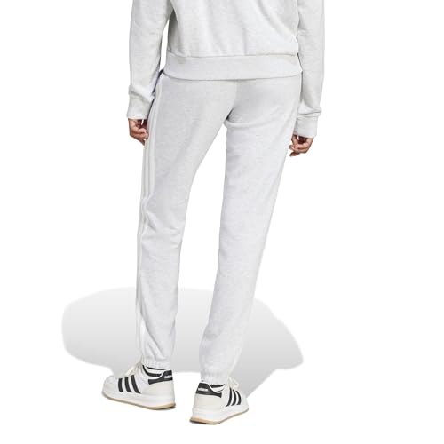 adidas Damen Essentials 3-Stripes French Terry Cuffed Pants, Light Grey Heather/White, M – Ansicht 2
