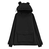 Eigenschaften: Langarm-Hoodie, gerippte Manschette, Pullover-Sweatshirt, süßer Frosch-Design-Hoodie, Kapuzen-Sweatshirt mit Reißverschluss für Frauen / Teenager-Mädchen