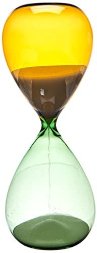 TFA Dostmann Reloj de Arena Naranja-Verde, 18.6009.02.41, 15 Minutos de Tiempo de Funcionamiento, Hourglass, Temporizador, Objeto Decorativo, de Cristal, Arena, 73 x 190 mm (Largo x Ancho x Alto)