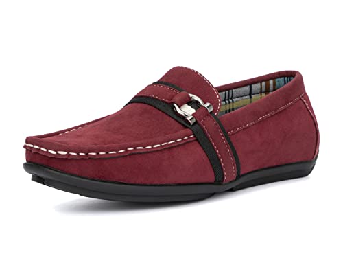 Xray Footwear Boy's Murphy Dress Shoe, Slip On, Flat Sole, Apron Toe, Thermoplastic Rubber (TPR) Outsole; Size 13 Red