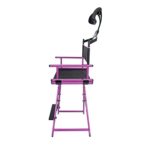 Cadeira Maquiador Diretor Cinema Alumínio Pelegrin PEL-Y02C Preta e Rosa