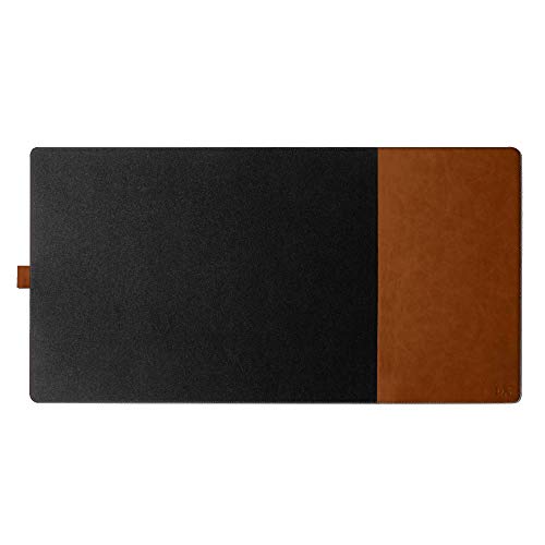 Image of DailyObjects Turf 2.0 Desk Mat | Super Smooth Felt for Home,Office and Gaming | 85 * 45cm | Vegan Leather | Work from Home Solution for Laptop Keyboard and Mouse | Anti Slip Water Resistant | Grey-Tan
