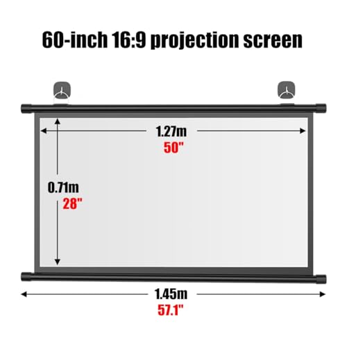 Pantalla de proyección manual 60" 16:9 retractable miniatura 4