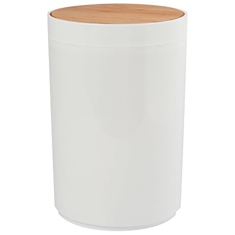 MSV OSLO Bathroom Bin with Wood Top Cover