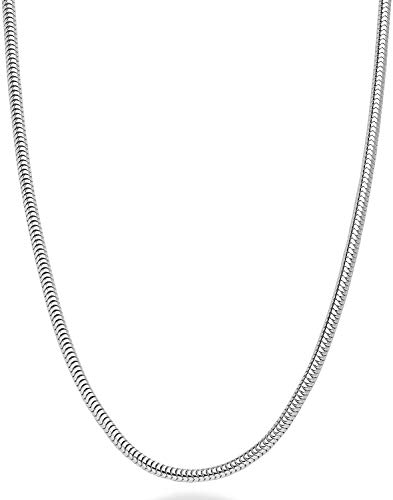 Savlano 925 Sterling Silver 3mm Solid Italian Round Diamond Cut Flexible Snake Chain Necklace With Gift Box For Men & Women - Made in Italy
