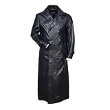 Men's German WWII Classic Officer Black Cowhide Leather Trench Coat (3XL)