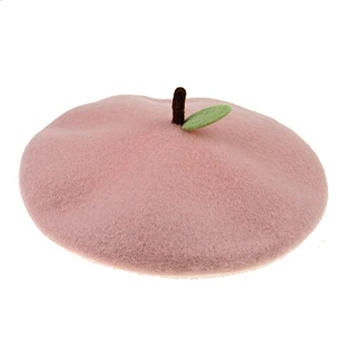 Zasy Pink Peach Handmade Wool Beret French Style Felt Fruite Beanies Women Winter Autumn Cap (Peach) #TOP3