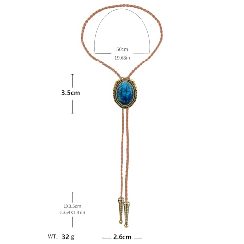 Image of GelConnie Native American Bolo Tie Rodeo Cowboy Leather Necktie Western Necklace Costume Accessories for Men,Women