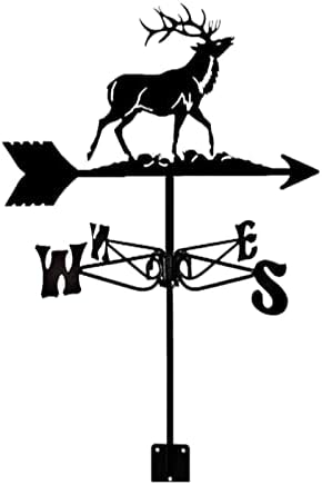 ACULIP Yard Art Weather Vane Garden Statues, Metal Weathervane Garden Weather Vane Deer Weather Vane with Bracket for Garden Roof