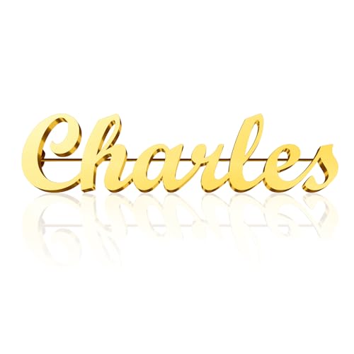 Custom Lapel Pin for Women Men - Name Brooch Pin Personalized Stainless Steel for Wedding Business Party - Gold/Silver/Black Customized Jewelry Gifts