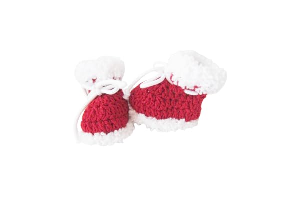 Crochet Christmas Baby Shoes, Santa Newborn Booties (0-3 months)