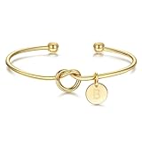 M MOOHAM Teen Girl Gifts - Birthday Gifts for Girls 6 7 8 9 10 11 12 13 14 15 16 Year Old Girls Gift Teenage Tween Girl Gift Idea Initial B Cuff knot Bracelet gold Jewelry