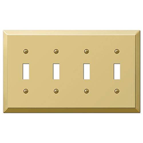 Plaque 4 interrupteurs acier laiton poli Amerelle 163T4BR
