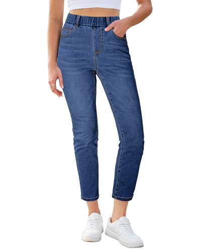 GRAPENT Cropped Jeans for Women Straight Leg Jeans for Women High Waist Straight Leg Summer Pants Womens Woman Womans Classic Blue Size Small US 4 to 6