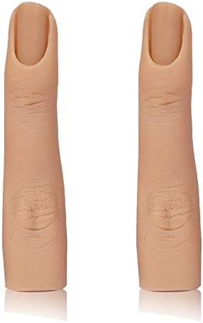 2Pcs Fake Nail Training Finger Silicone Nail Practice Fingers Fake Finger to Practice Fake Nails Hand Manicure Nail Art Training for DIY Nails
