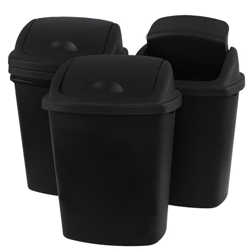 Canecas de basura plásticas negras de 6 galones, pack de 4