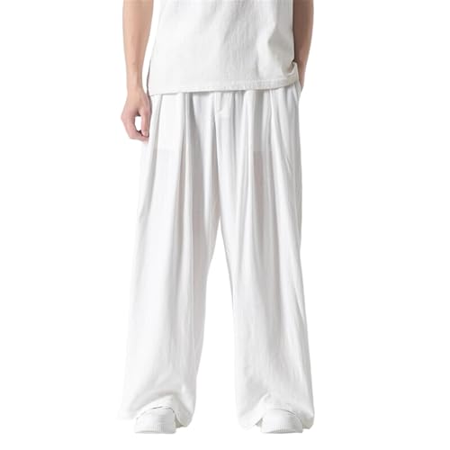 Pantalon lin homme ete style chinois ample droit decontracte