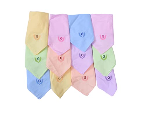 Image of ANTONIA Personalized Cotton Women's Handkerchiefs with Embroidered Initials, Assorted Colours (33 cm x 33 cm)