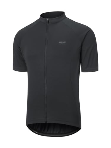 ARSUXEO Maillot de ciclismo para hombre, manga corta, ultracómodo, para bicicleta de carretera, Negro -, XX-Large