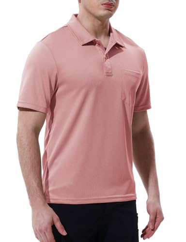 Image of Rdruko Men's Polo Shirts Short Sleeve Quick Dry Outdoor Golf Sports Shirts with Pocket