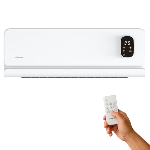 Mellerware – Calefactor Pared Bajo Consumo Homy Wall | Cerámico | 2000W | Temporizador | 2 Niveles temp | Pantalla LED | Mando a Distancia | Protección Sobrecalentamiento