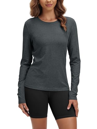 Image of ODODOS Women's Long Sleeve T-Shirt - Ultra Soft odSTRATUM Tech Performance Top UPF 50+ Breathable Crew Neck Pullover
