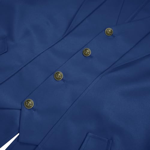 MOFOVELY Mens Pirate Coat Steampunk Jacket Tailcoat Renaissance Jacket Halloween Hatter Costume (S,Blue)