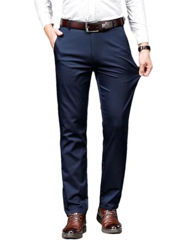 Men's Slim Straight Formal Pants Business Solid Color Stretch Cotton Trousers Jogging Casual Pants
