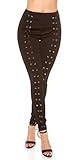 Made in EU! Koucla Sexy Highwaist Treggings mit Schnürung, Farbe:Schwarz, Größe:M