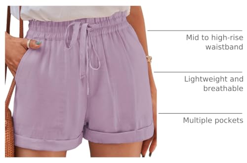 Image of YOCUR Womens Lightweight Shorts Casual Baggy Trendy Hot Pants Elastic Waist Drawstring Comfy Shorts