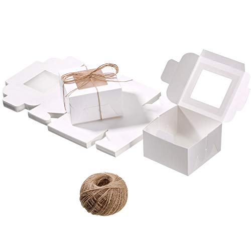 image for Boao 50 Pieces White Bakery Box Cupcake Boxes with Display Window and 