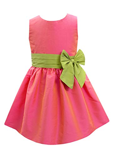 Image of A.T.U.N. All Things Uber Nice Girl's Synthetic Skater Knee-Long Dress (GDRS Pen HPL Hot Pink-Lime Green 4-5 yrs)