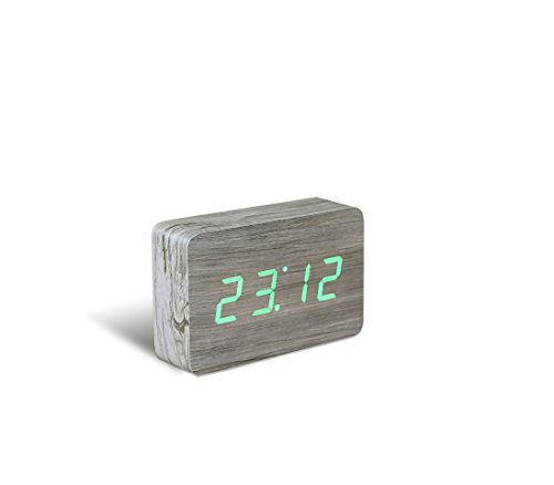 Gingko Brick Click Clock 8" X 6" Time/Date/Temp Alarm Clock Ash #TOP3