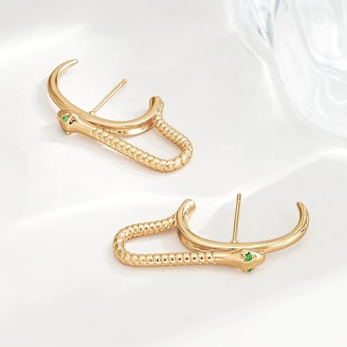 FETTERO Gold Stud Earrings for Women, 14K Gold Plated Hypoallergenic Earrings, Dainty Animal Snake Earring | Cartilage Piercing Jewelry | Gold Earrings for Women