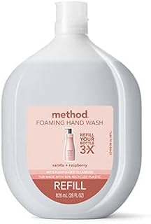 Method Premium Foaming Hand Wash Refill, Vanilla + Raspberry, Recyclable Bottles, 28 Ounce, 4 pack