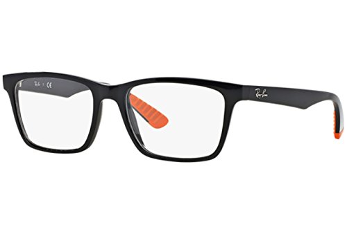 Image of Ray-Ban Unisex RX7025 Square Prescription Eyewear Frames, Black Orange /Demo Lens, 53 mm