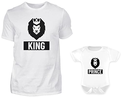 Conjunto de camiseta y body para bebé para el hijo King Príncipe León | Regalo para padre e hijo, Blanco, Talla única