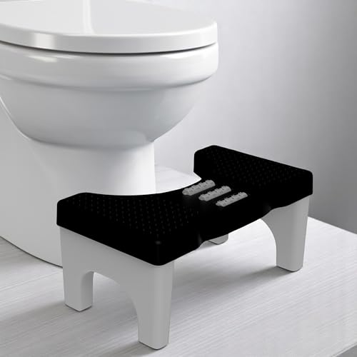 Image of TechHark Toilet Step Stool with Massage Rollers, Foldable Design, 18 cm Height, Promotes Natural Squatting Position